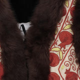 Gilet suzani con pelliccia di pecora DB4351 WHITEWITHPINKEMBROIDERY ZAZI 