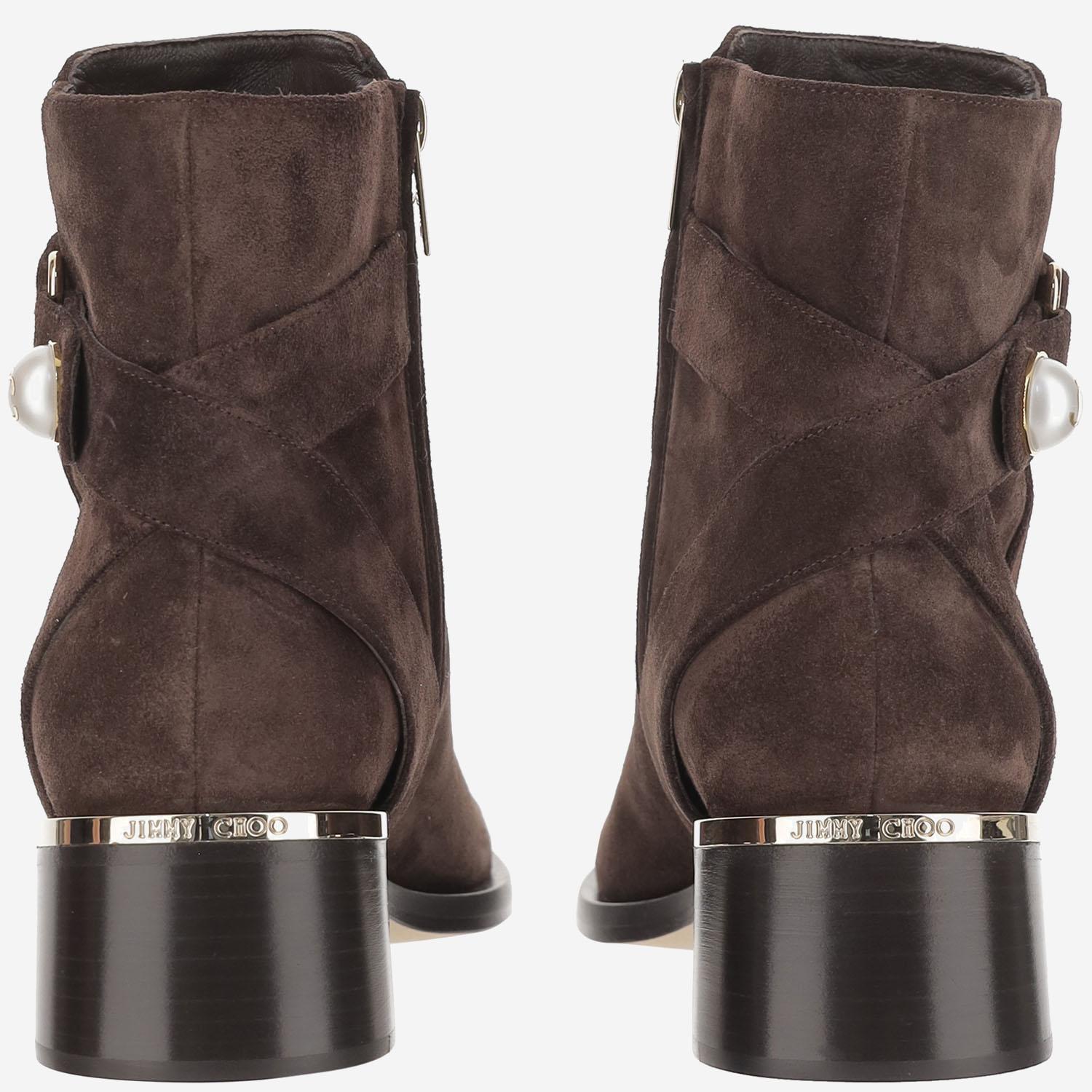 STIVALETTI NOOR 45 IN PELLE SCAMOSCIATA NOOR45 SVVCHOCOLATE JIMMY CHOO 