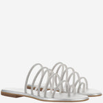 SANDALI IN PELLE CON STRASS KOS SILVER KIMA 