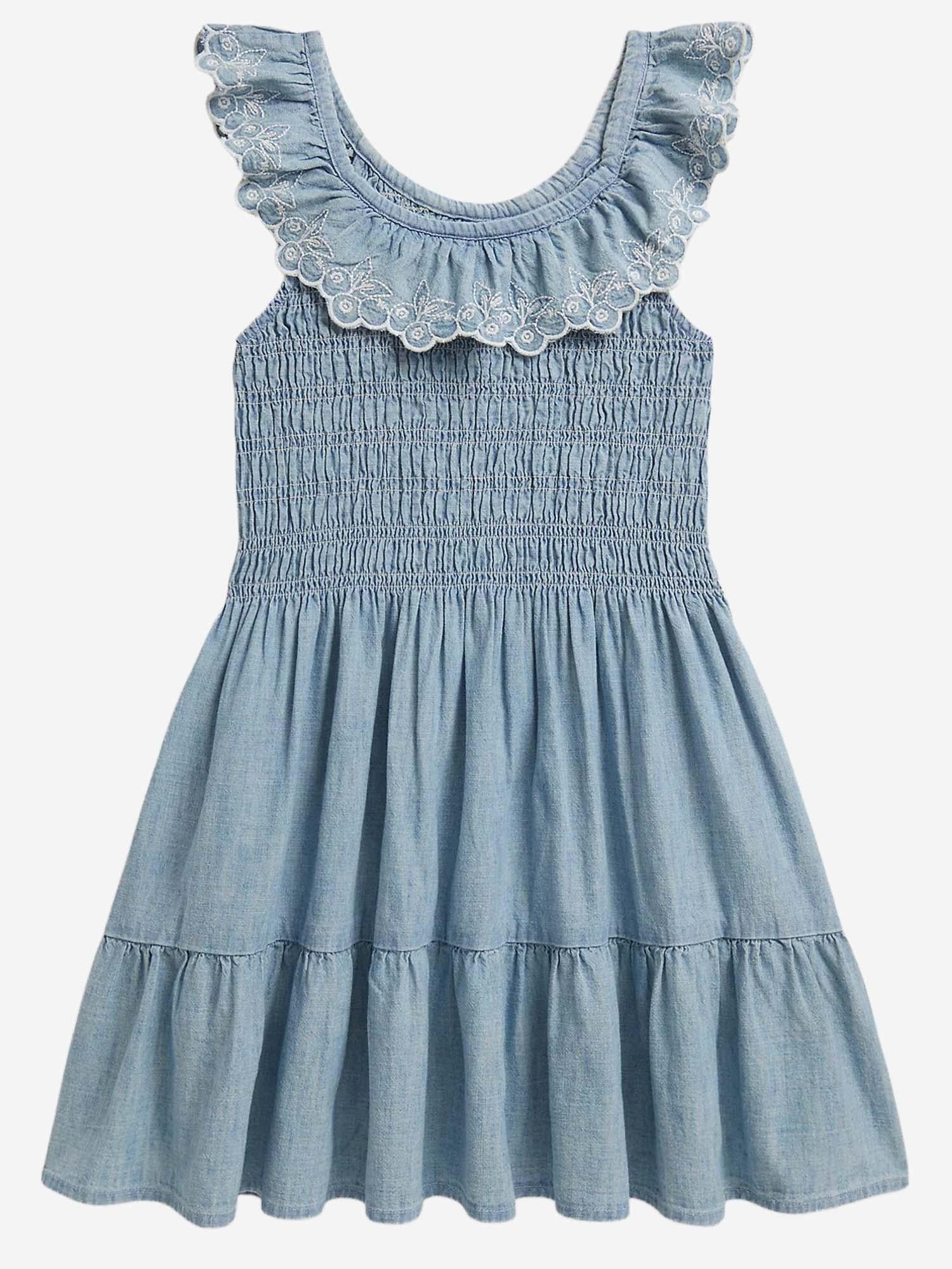 Abito Celeste  in cotone con mirtilli 312A11755 001 POLO RALPH LAUREN KIDS 