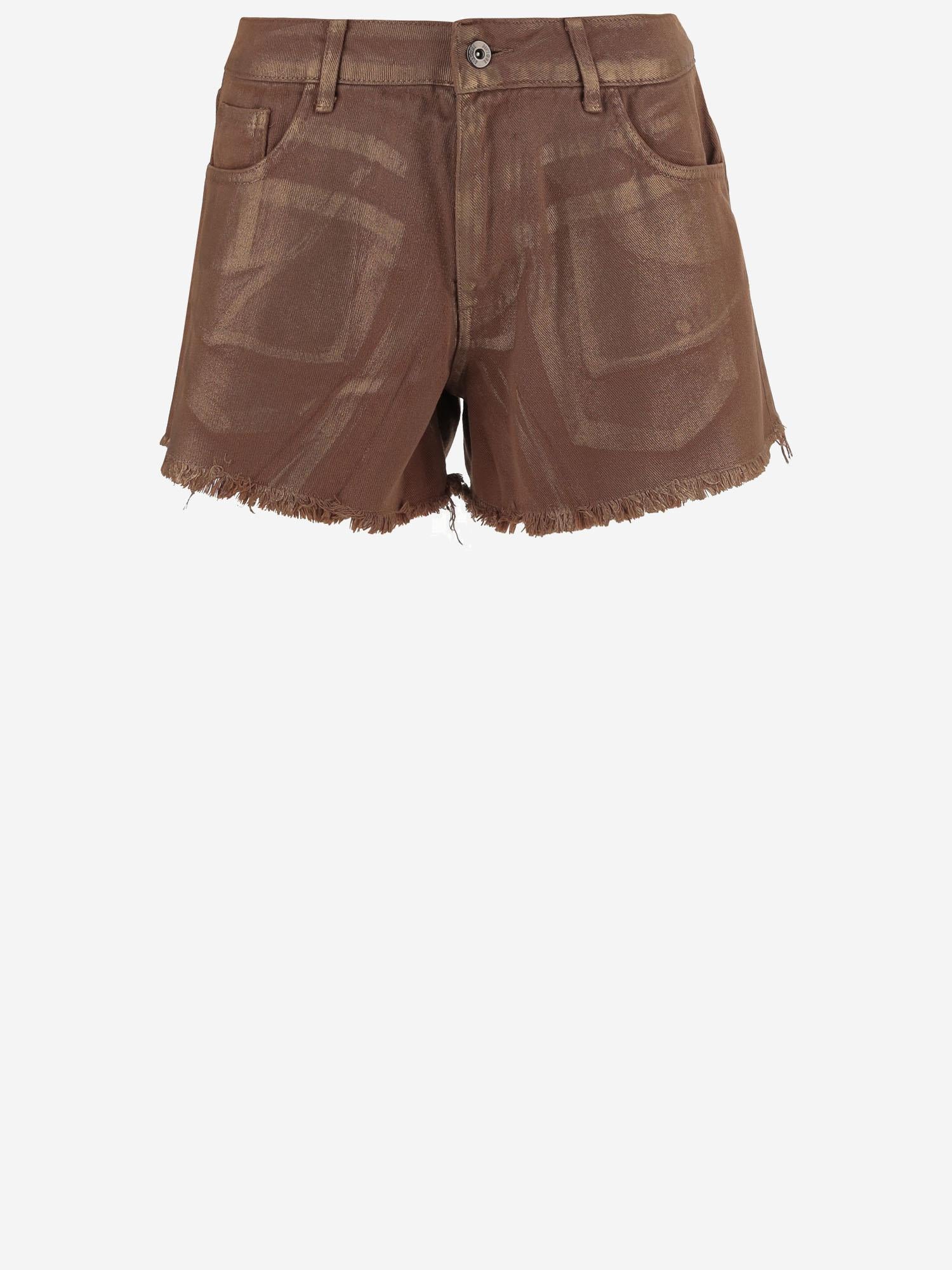 PANTALONI CORTI IN COTONE CON ORLO SFRANGIATO DAM25M04. BROWN DONT @ ME 