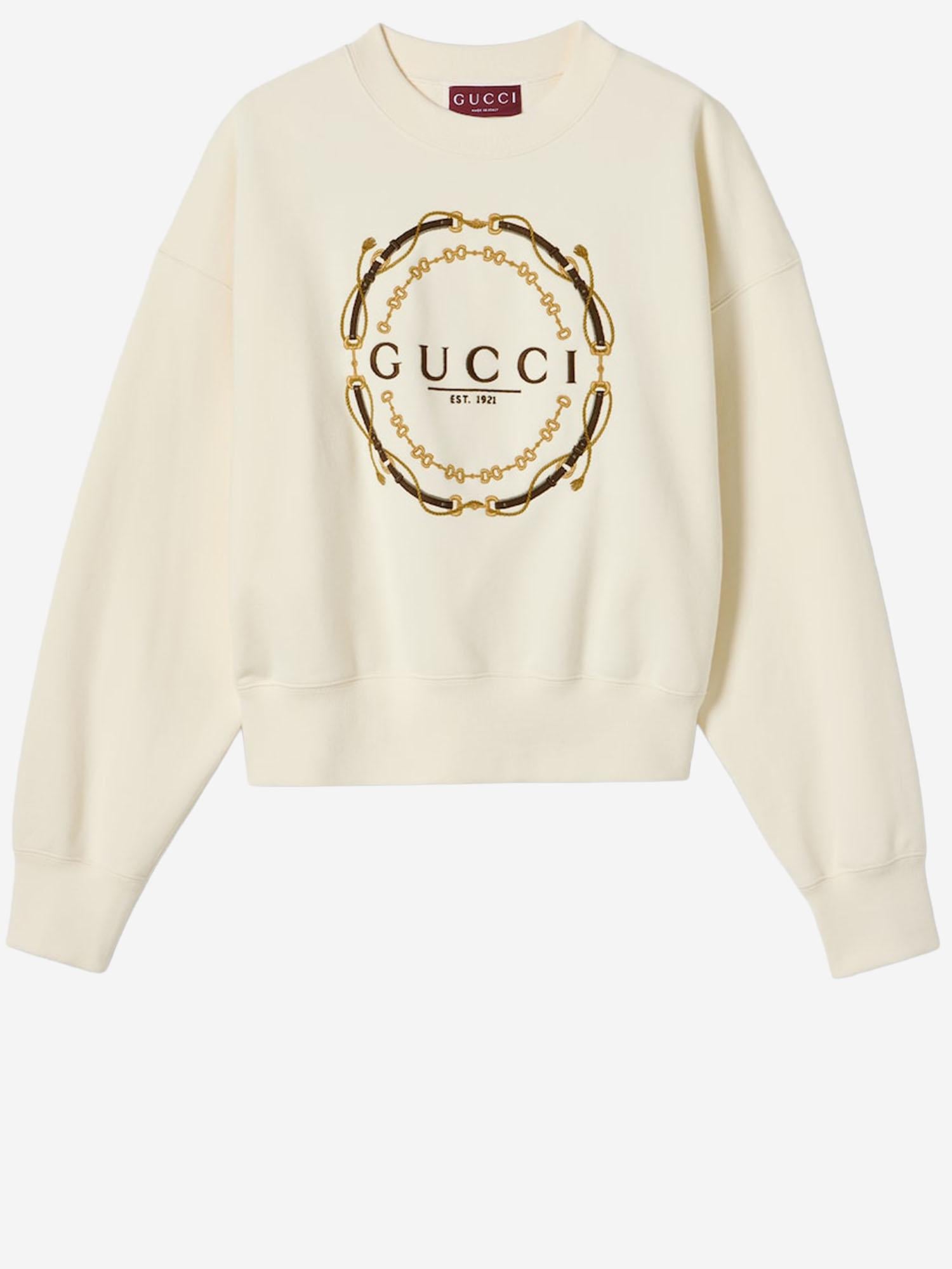 Felpa in jersey di cotone con stampa logo 837931 XJHQV9733 GUCCI 