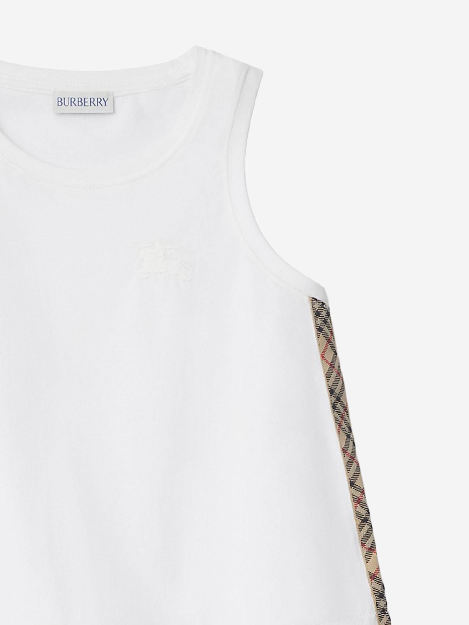 TOP IN COTONE CON FINITURE CHECK 8117437 WHITE BURBERRY KIDS 