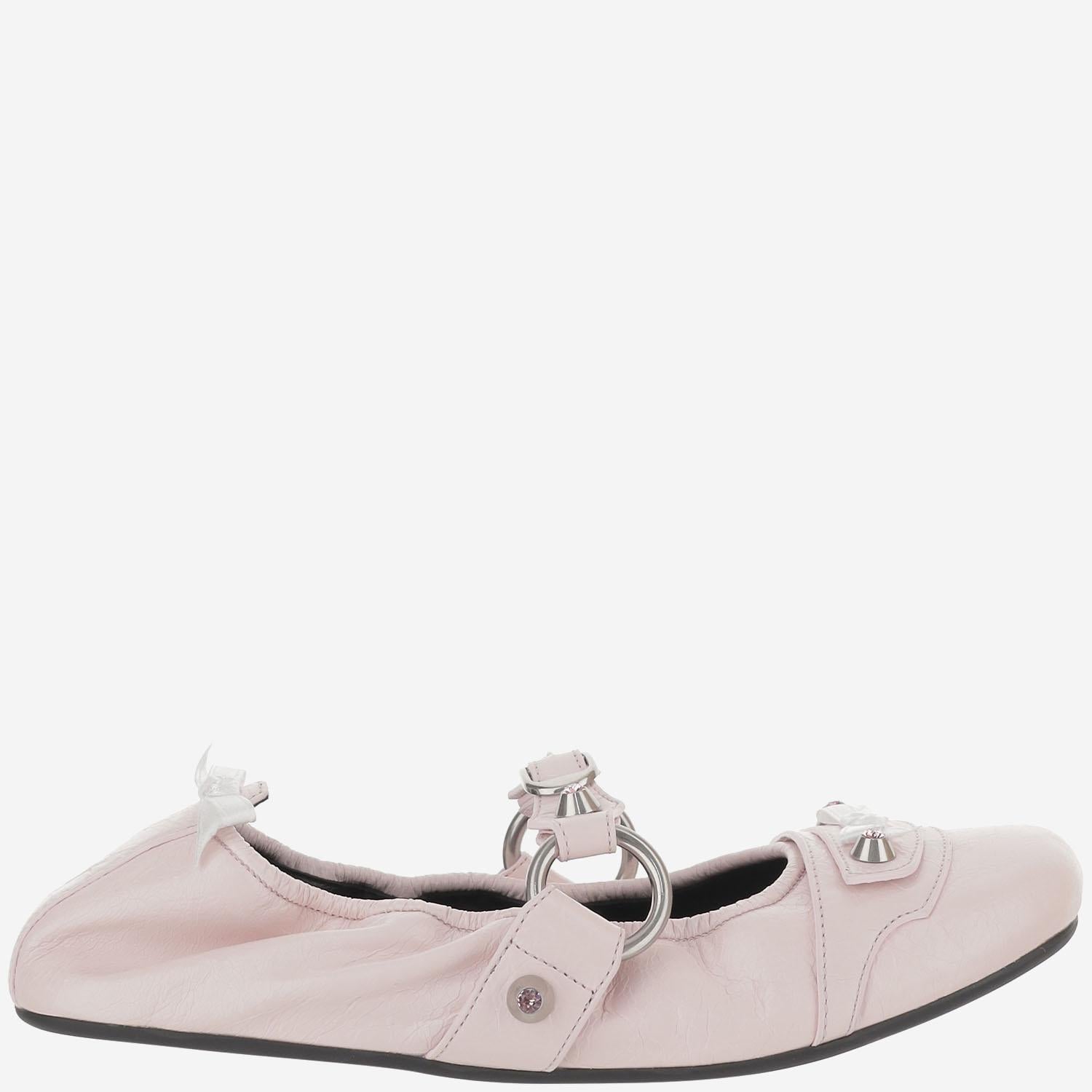 BALLERINE CITY FLAT IN PELLE CON FIOCCHI E STRASS 864665 WZD415158 BALENCIAGA 