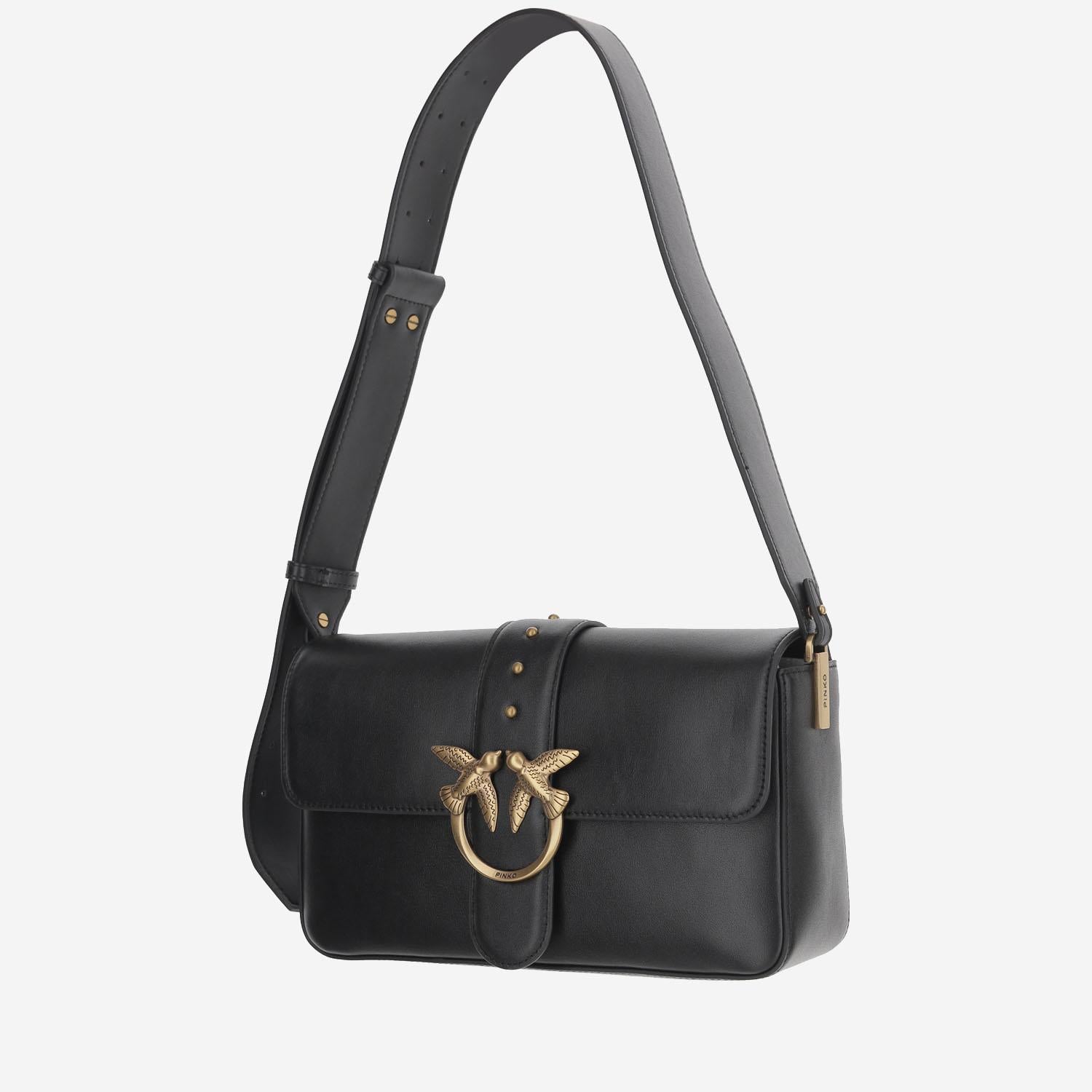 BORSA A SPALLA IN PELLE CON LOGO 104524 A0QOZ99Q PINKO 