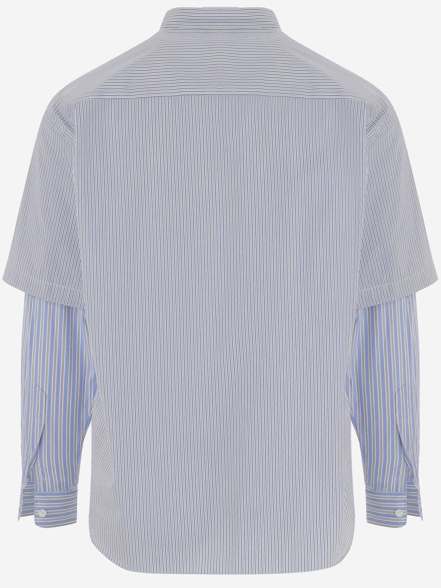 CAMICIA IN COTONE A RIGHE CON MANICHE DOPPIE HQB007 1 HOMME 