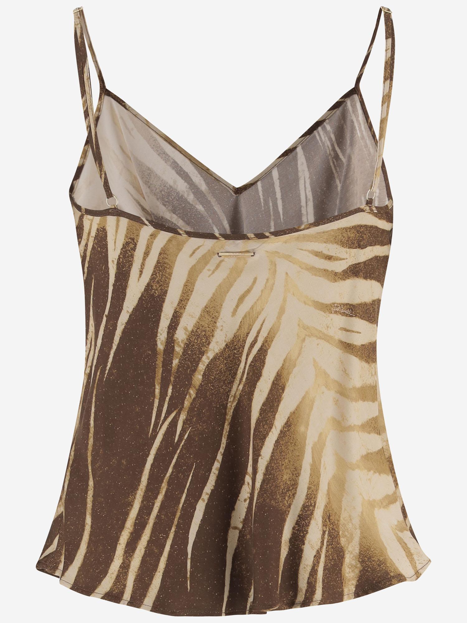 TOP SENZA MANICHE IN VISCOSA CON STAMPA TROPICALE 80PAM201 NS819751 JUST CAVALLI 