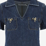 MINI ABITO IN DENIM DI COTONE CON FIOCCHI PF25812SBL BLUE SELF PORTRAIT 