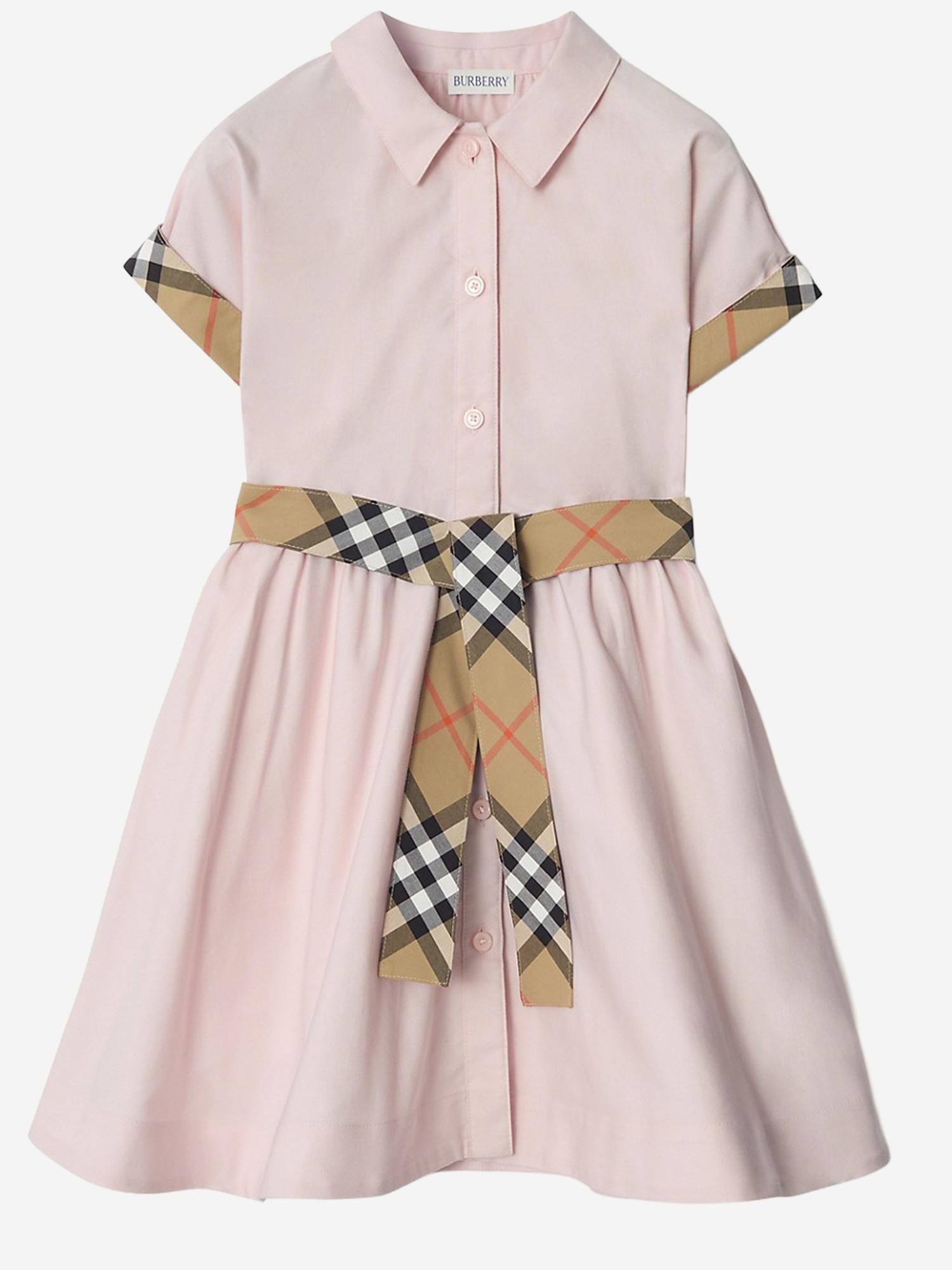 ABITO IN COTONE CON DETTAGLI A CHECK 8117379 ICEPINK BURBERRY KIDS 