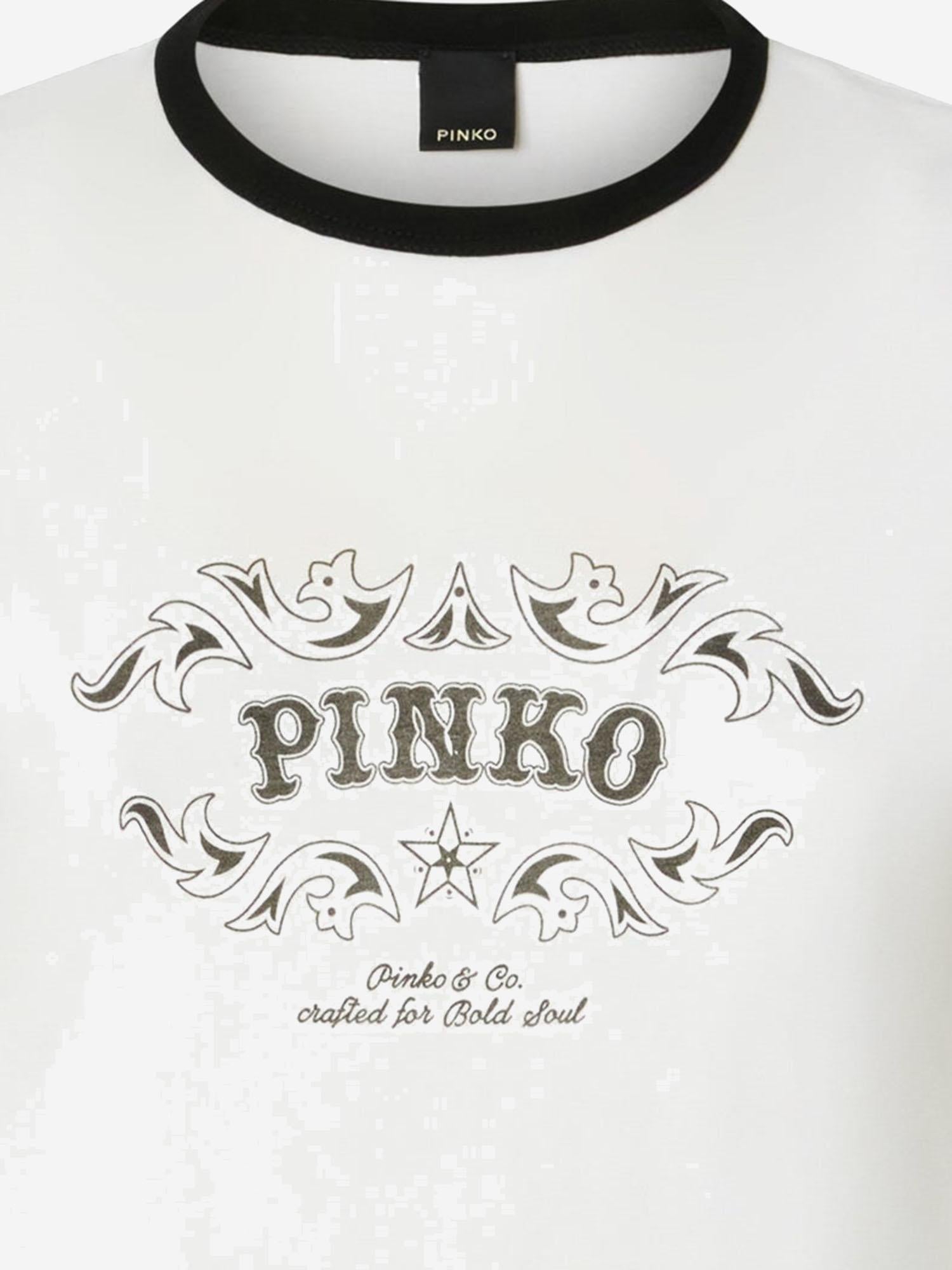 T-SHIRT IN COTONE CON STAMPA LOGO 106902 A3C2ZZ1 PINKO 