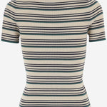 T-SHIRT IN COTONE CON MOTIVO A RIGHE MML03Y 1848F0018 MIU MIU 