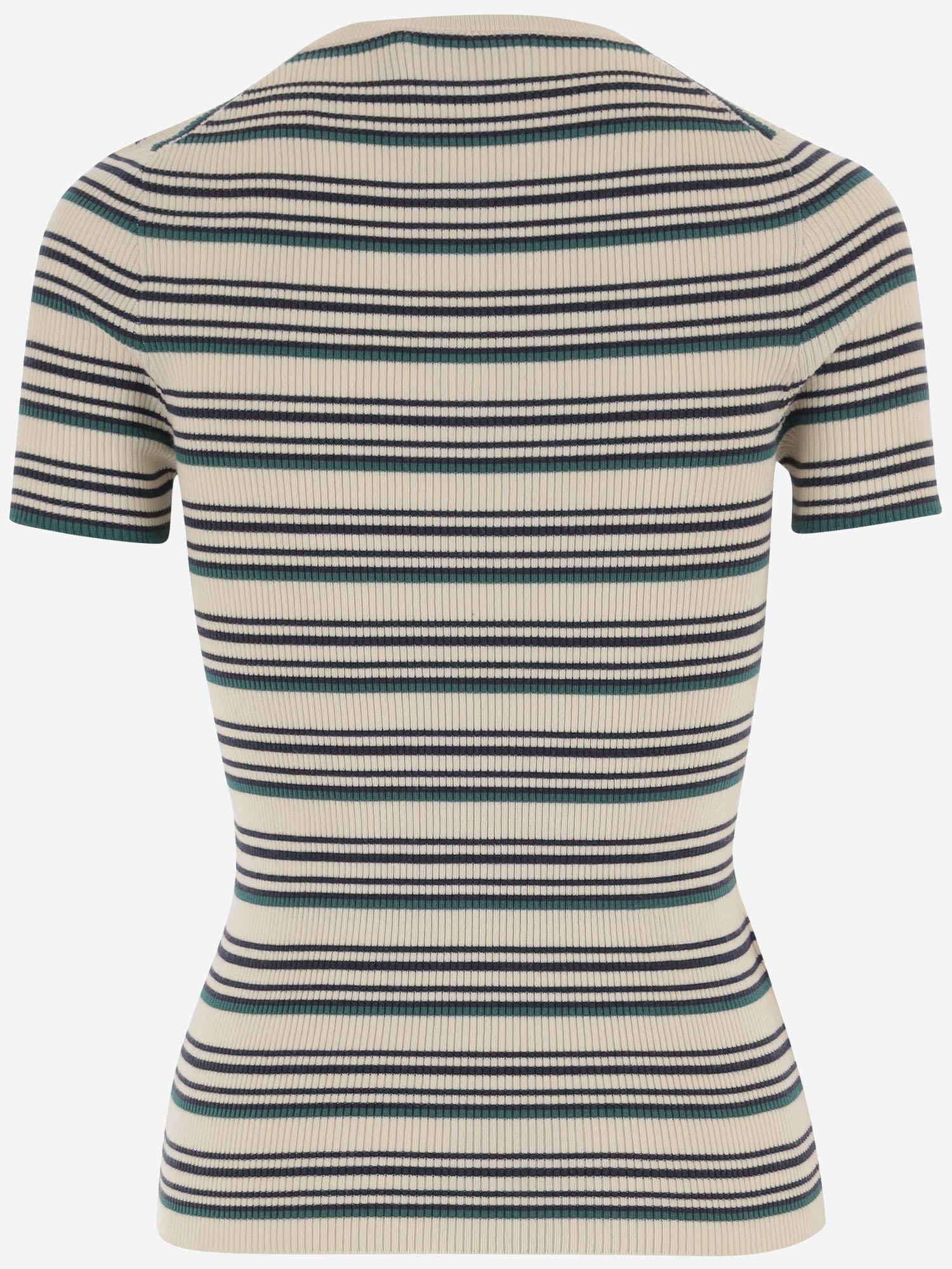 T-SHIRT IN COTONE CON MOTIVO A RIGHE MML03Y 1848F0018 MIU MIU 