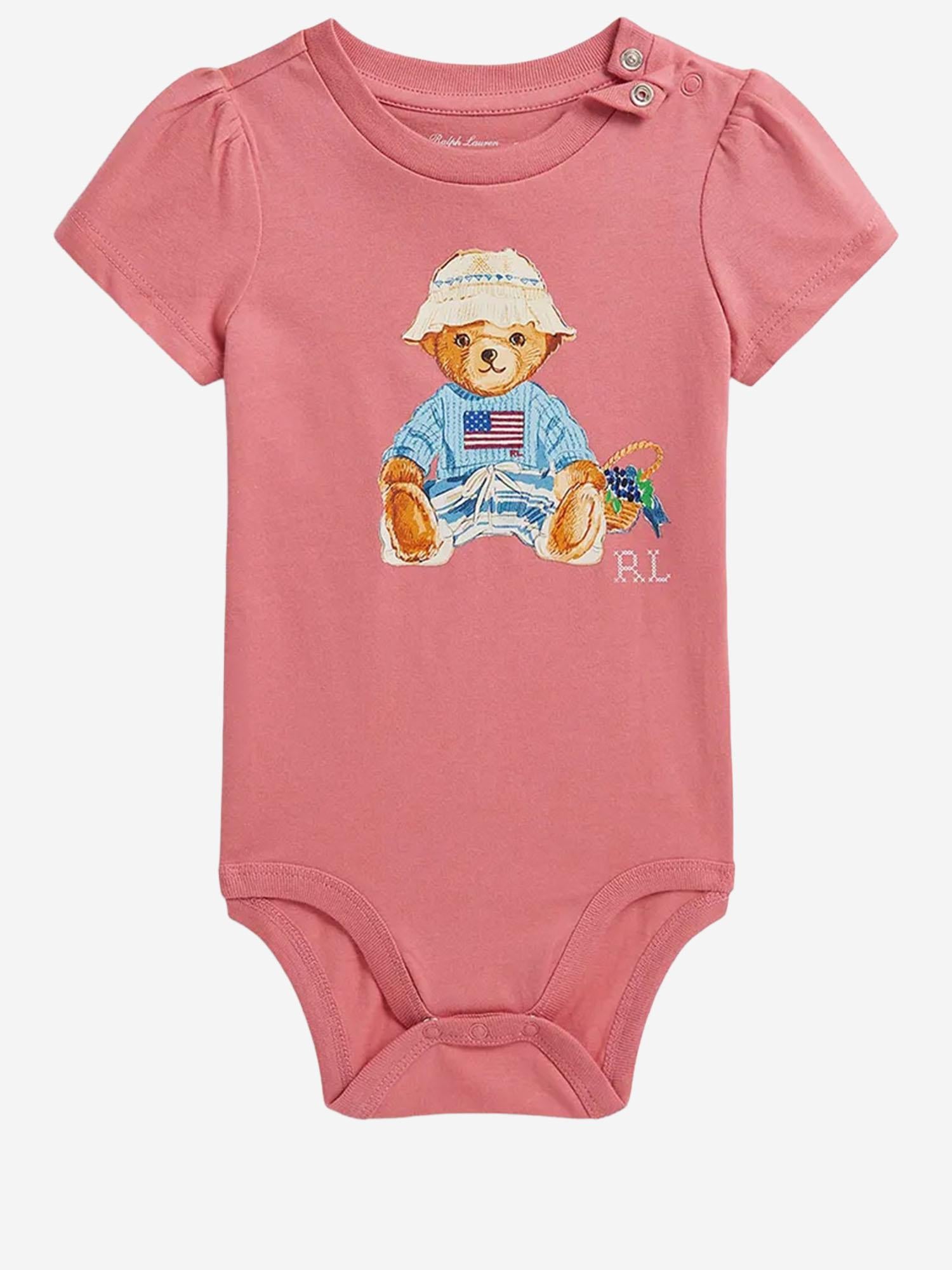 BODY IN COTONE CON POLO BEAR 310A12817001 DESERT ROSE POLO RALPH LAUREN KIDS 