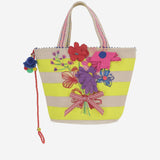 Borsa in cotone con ricami floreali DLPJKG03 MULTI PERO 