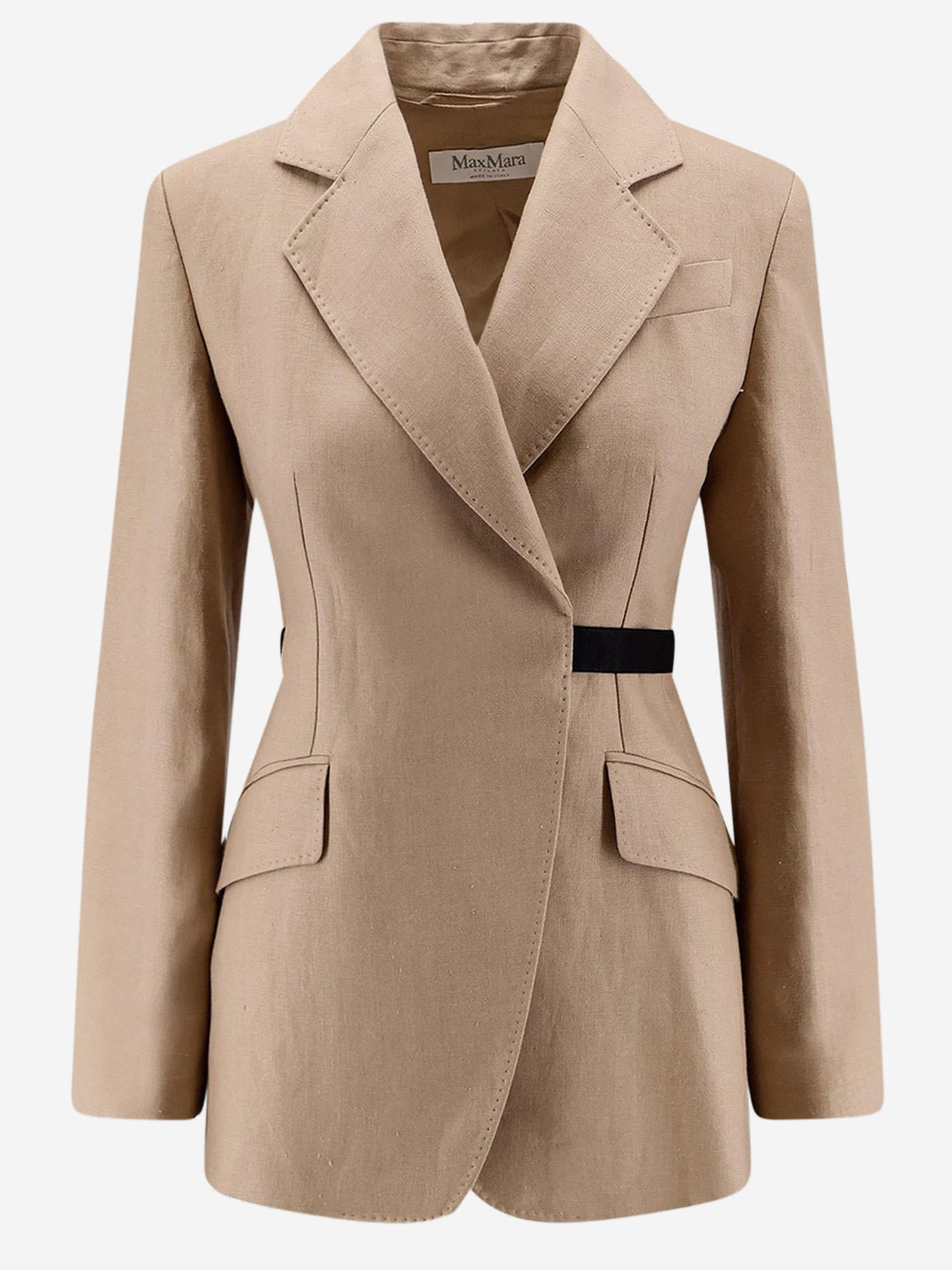 GIACCA IN LINO CON CINTURA A CONTRASTO MXSFIONDA 003 MAX MARA 