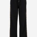 PANTALONI IN COTONE CON FINITURE CHECK 8121159 BLACK BURBERRY 