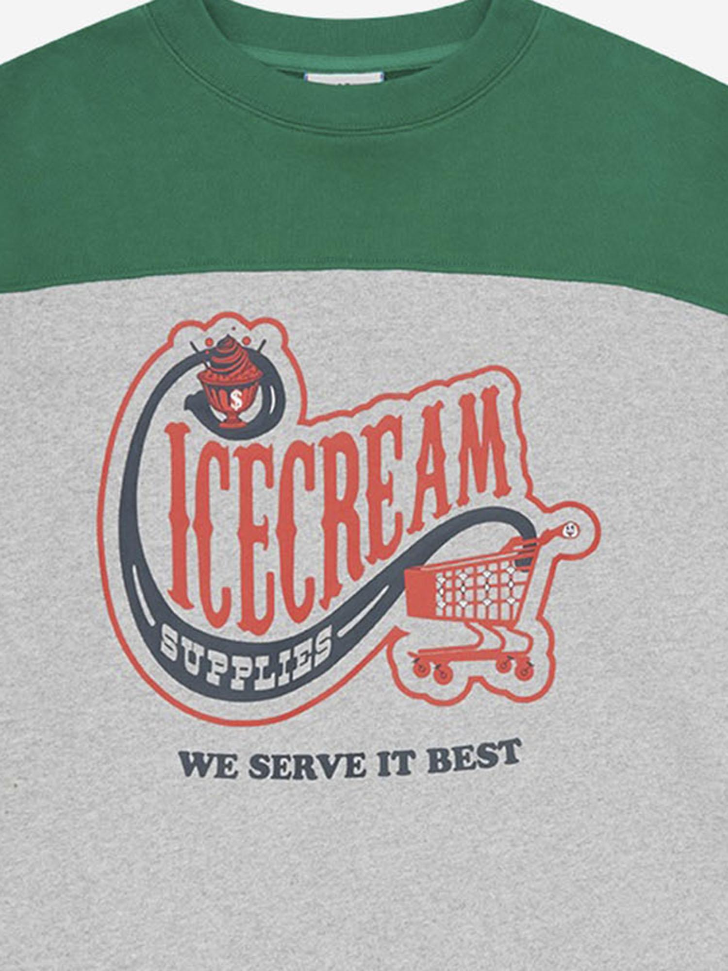 FELPA IN COTONE CON LOGO IC25338 GREENHEATHERGREY ICECREAM 