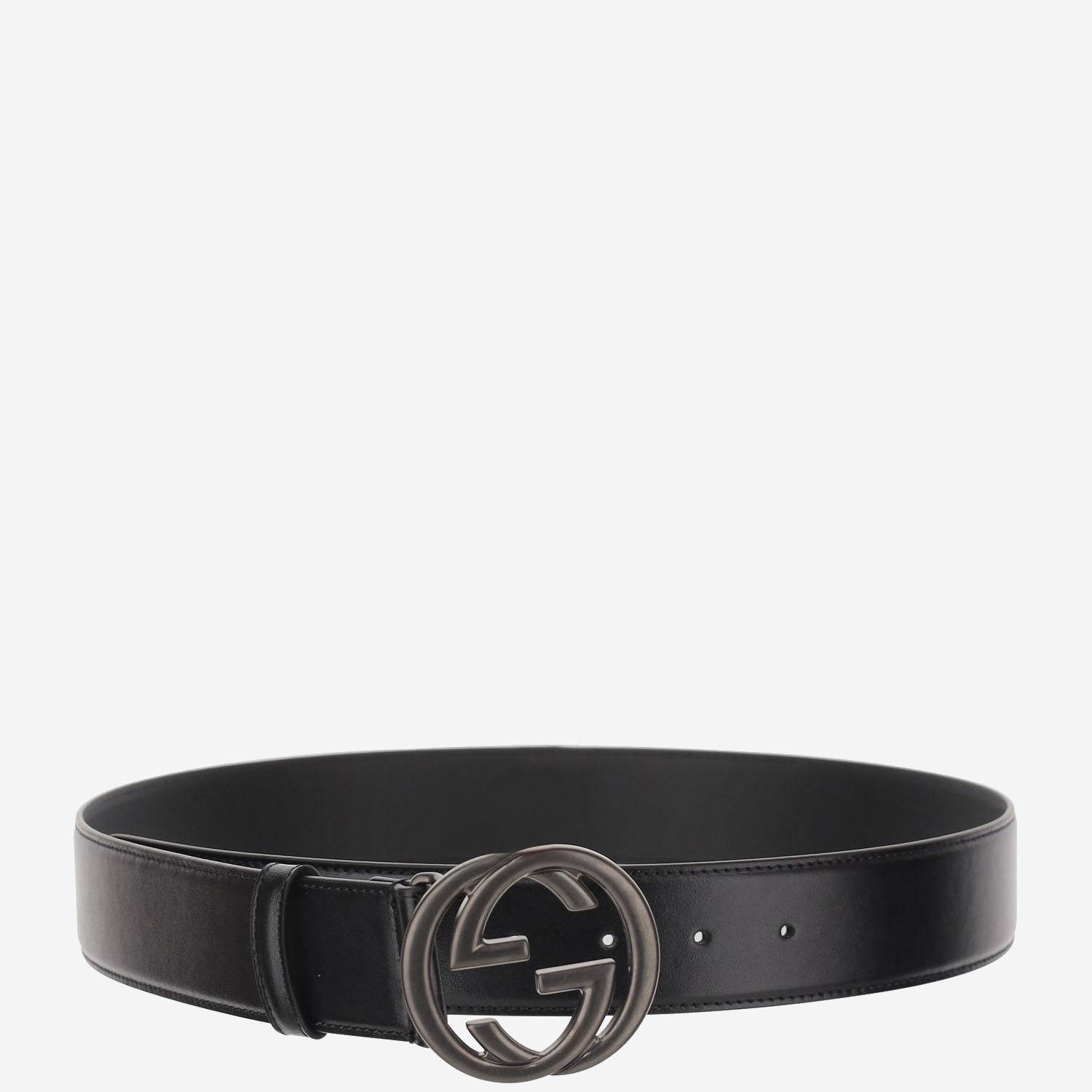 CINTURA IN PELLE NERA 774153 0YA0V1000 GUCCI 