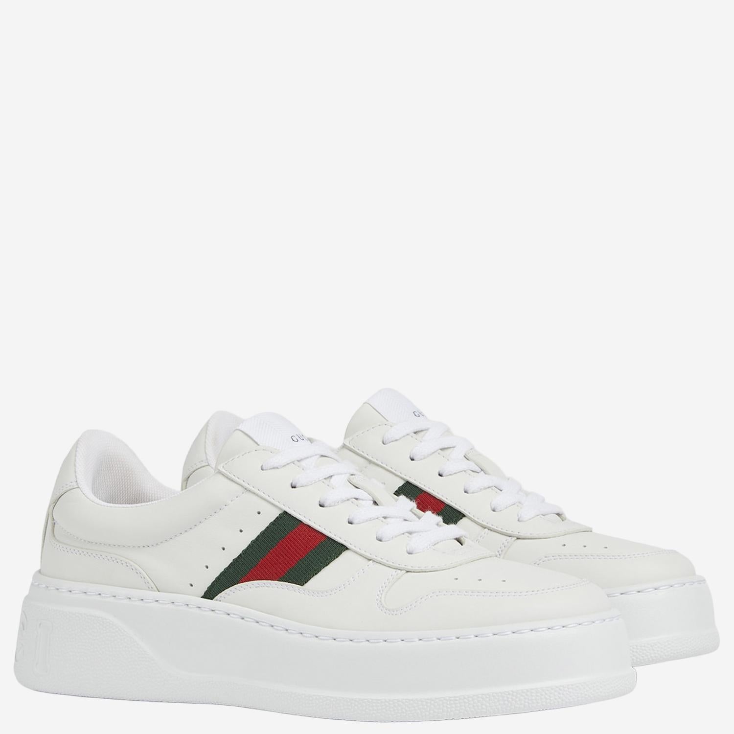 Sneakers in pelle con banda web 848307 UPG409064 GUCCI 