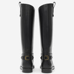 STIVALI CAVALIER IN PELLE 8114385 BLACK BURBERRY 