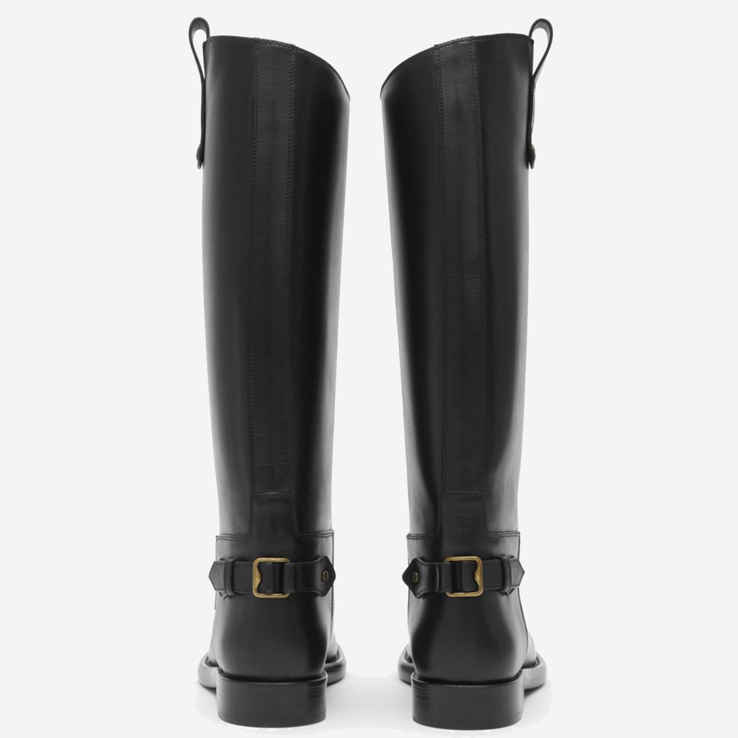 STIVALI CAVALIER IN PELLE 8114385 BLACK BURBERRY 