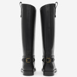 STIVALI CAVALIER IN PELLE 8114385 BLACK BURBERRY 