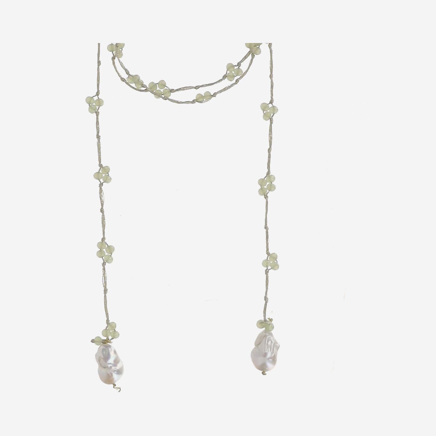 COLLANA CON  perle VSINGLE VERDE MELA 