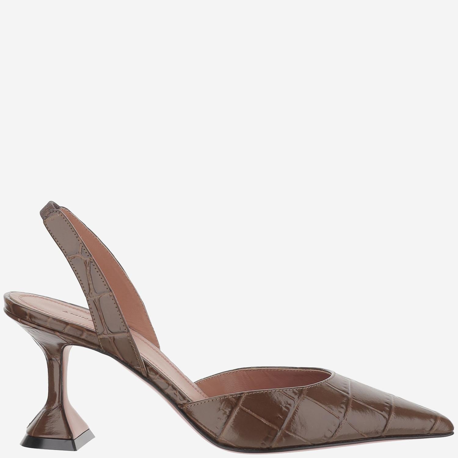 Slingback Holli in pelle HOLLISLING 70BROWNPRINTEDCROC AMINA MUADDI 