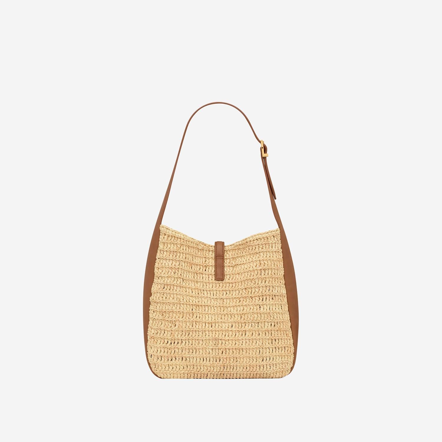 BORSA LE 5 À 7 IN RAFIA E PELLE 823812 GAAEZ2791 SAINT LAURENT 