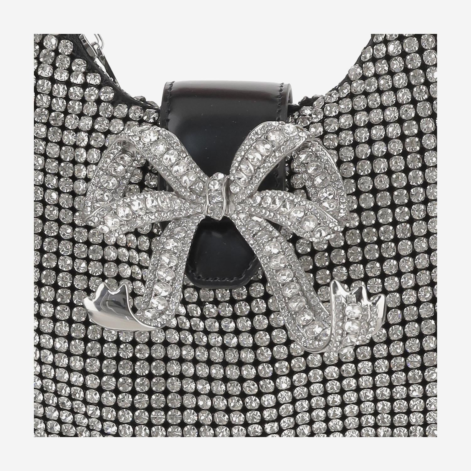 BORSA MEZZALUNA CON CRISTALLI SS24314SIL SILVER SELF PORTRAIT 