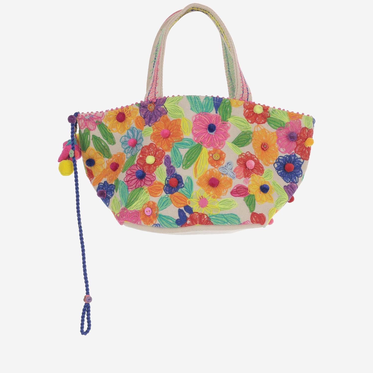 Borsa in cotone con ricami floreali DLPJKCS03 MULTI PERO 