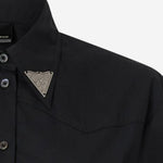 Abito chemisier in cotone con frange e dettagli metallici 106827 A2LDZ99 PINKO 