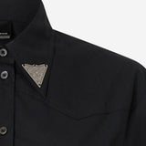 Abito chemisier in cotone con frange e dettagli metallici 106827 A2LDZ99 PINKO 