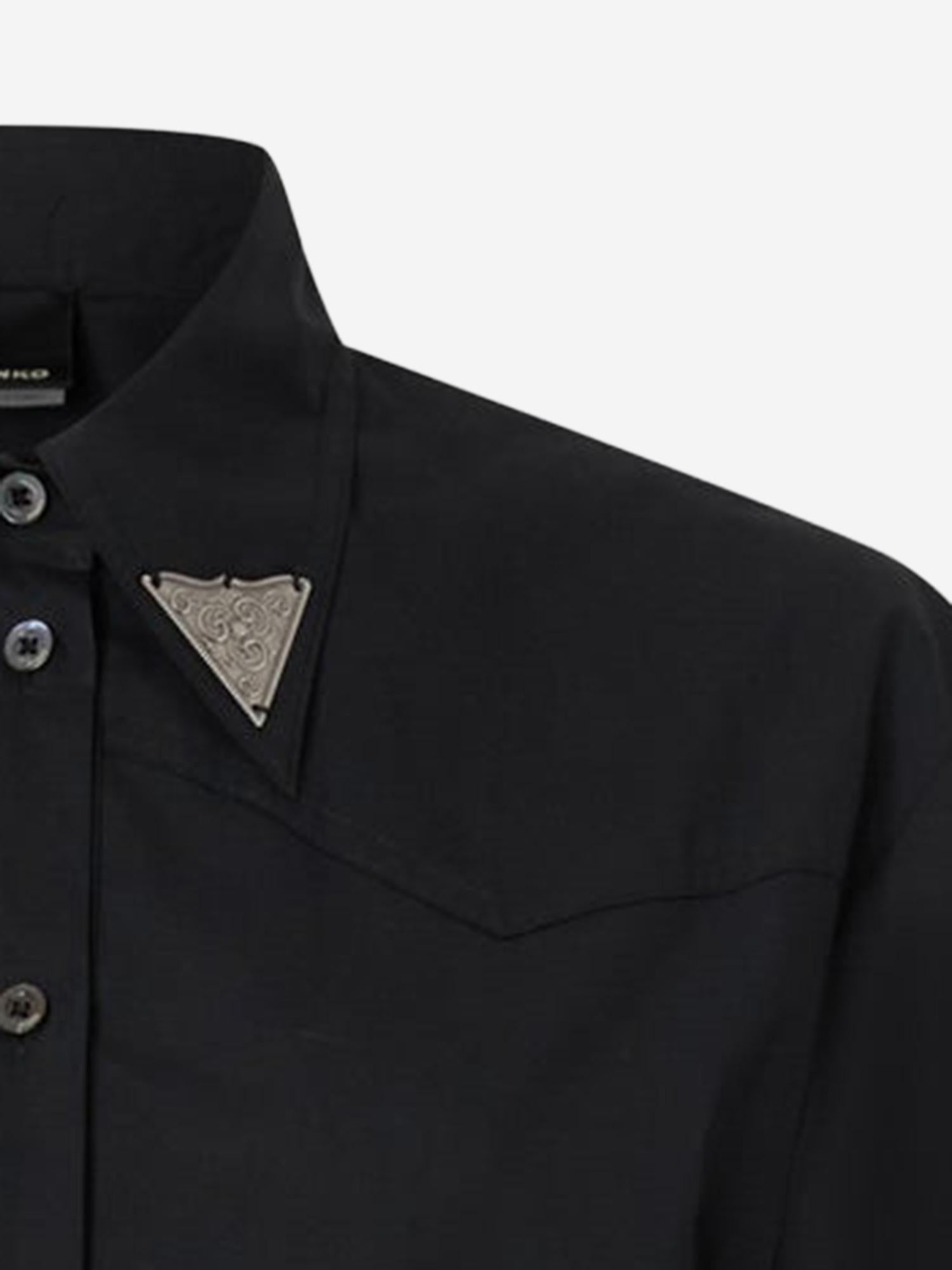 Abito chemisier in cotone con frange e dettagli metallici 106827 A2LDZ99 PINKO 