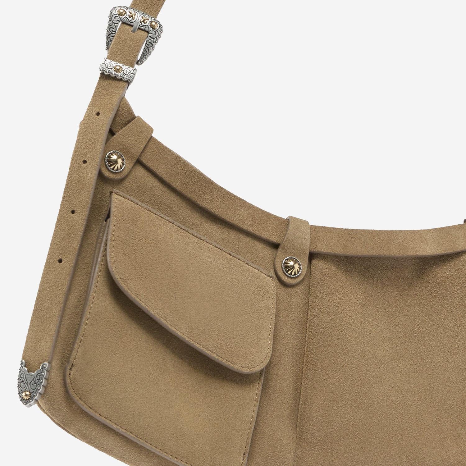 Borsa a spalla Pocket Body in suede con tasche 106865 A0F6L22O PINKO 