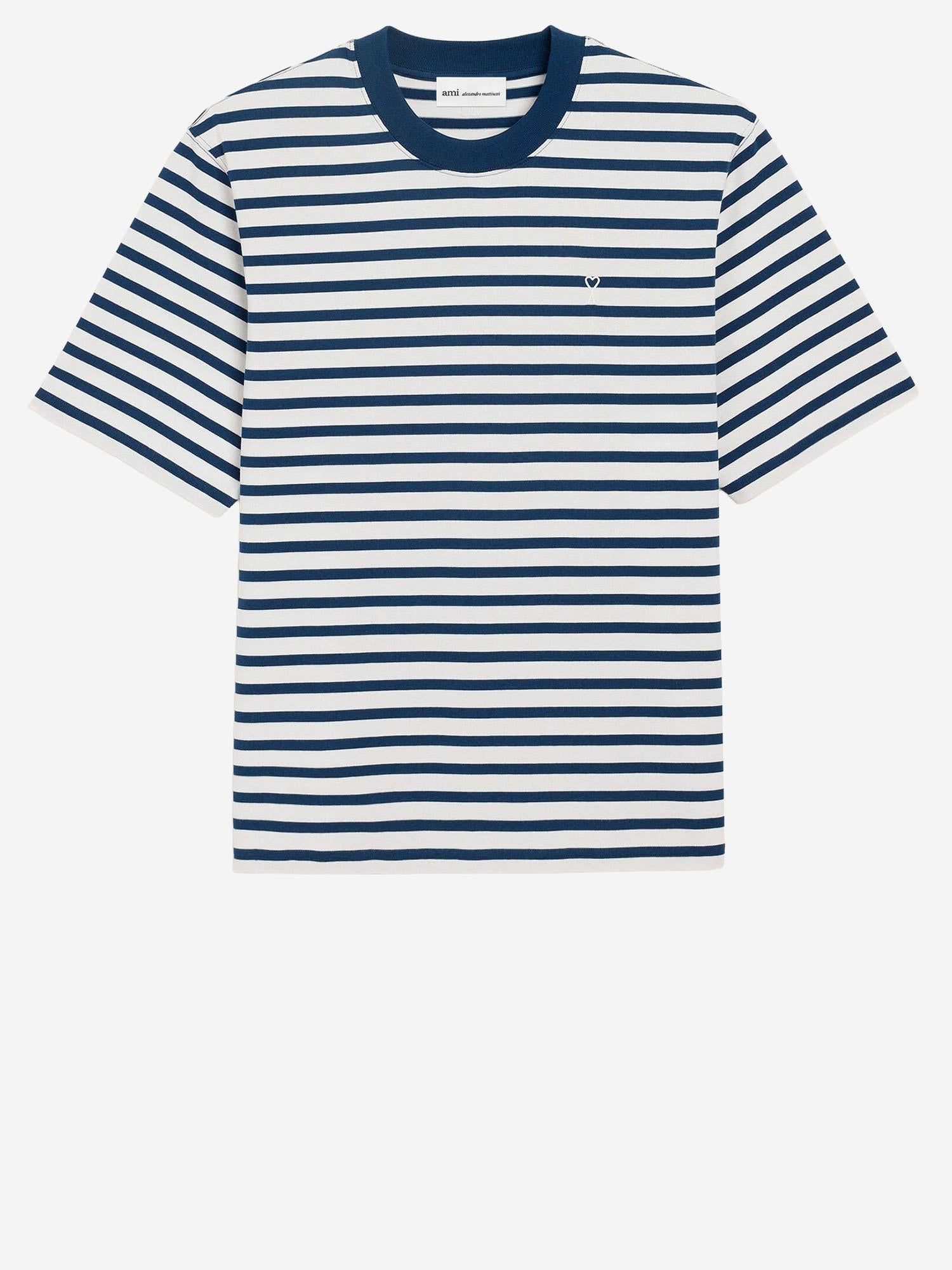 T-SHIRT IN COTONE A RIGHE UTS374JE0210 A044 AMI 
