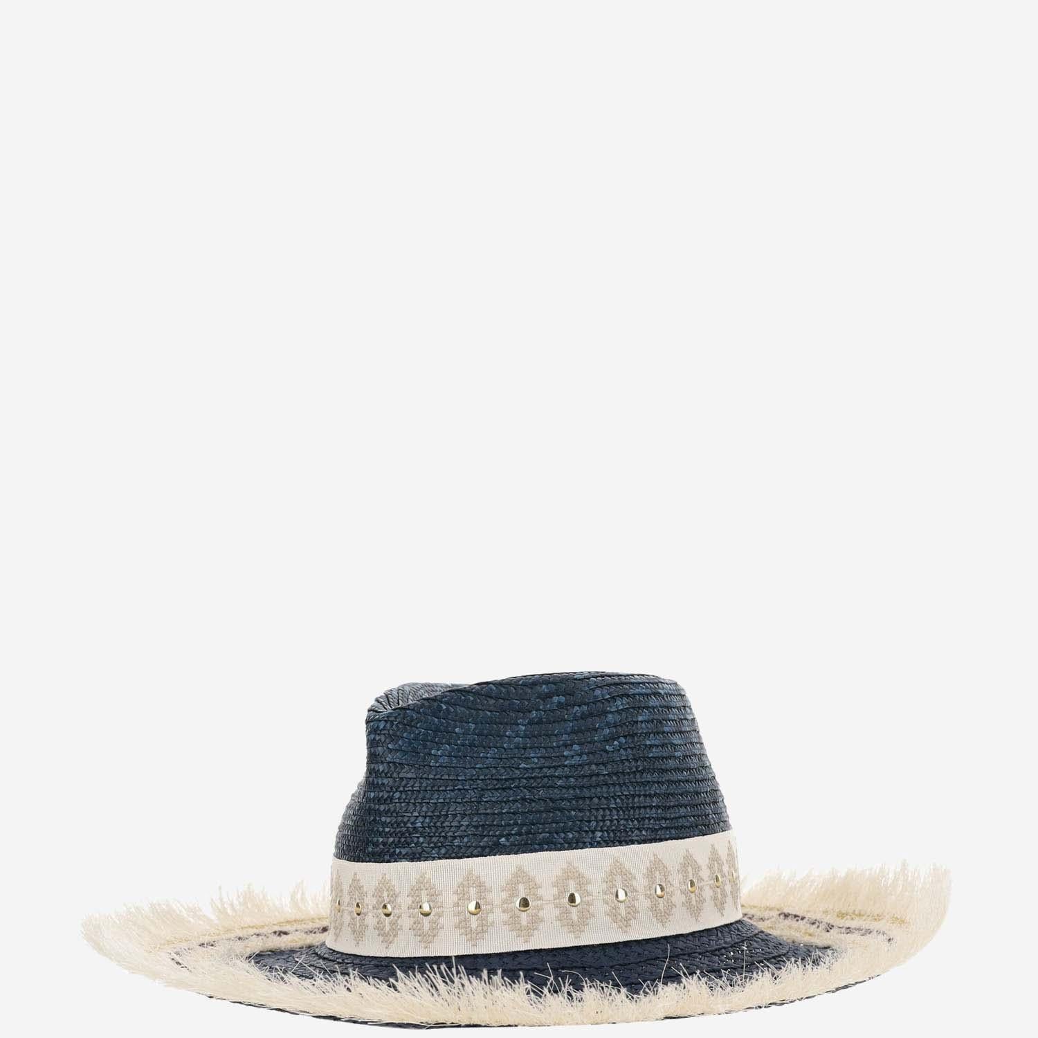 CAPPELLO IN MISTO PAGLIA E VISCOSA CON RICAMO 385981 92 FERRUCCIO VECCHI 