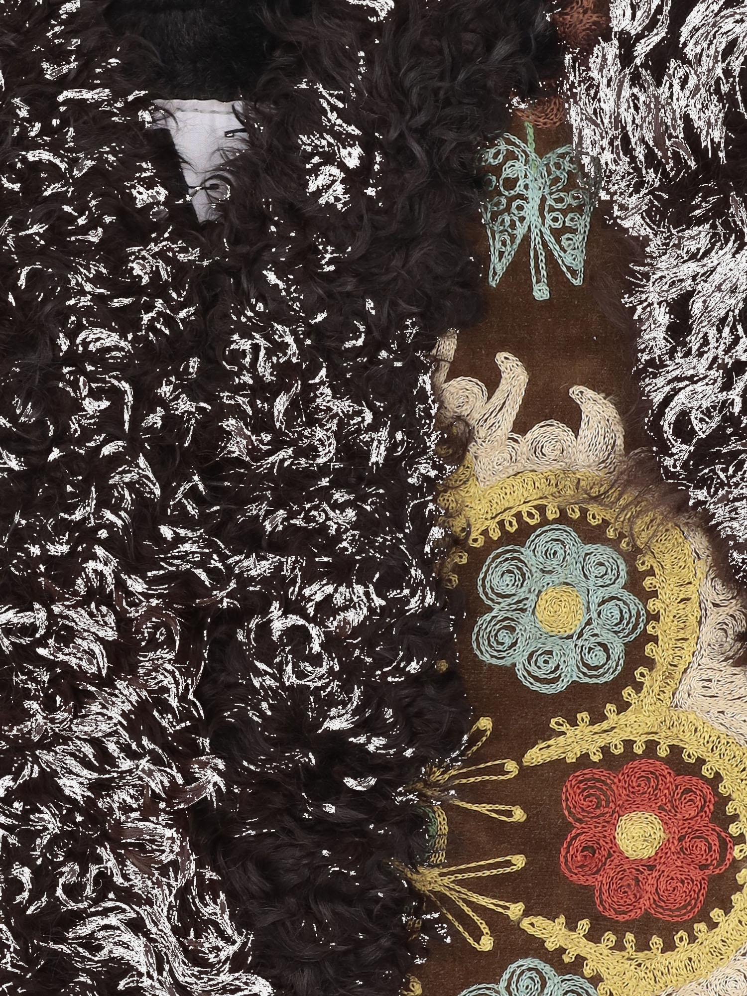 Gilet suzani con pelliccia di pecora CC174 BROWN ZAZI 