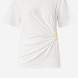 T-shirt con drappeggio e dettaglio dorato 106455 A35DZ05 PINKO 