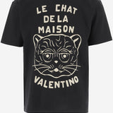 T-SHIRT IN COTONE STAMPATO CHAT DE LA MAISON 7V3MG16P B329RA VALENTINO 