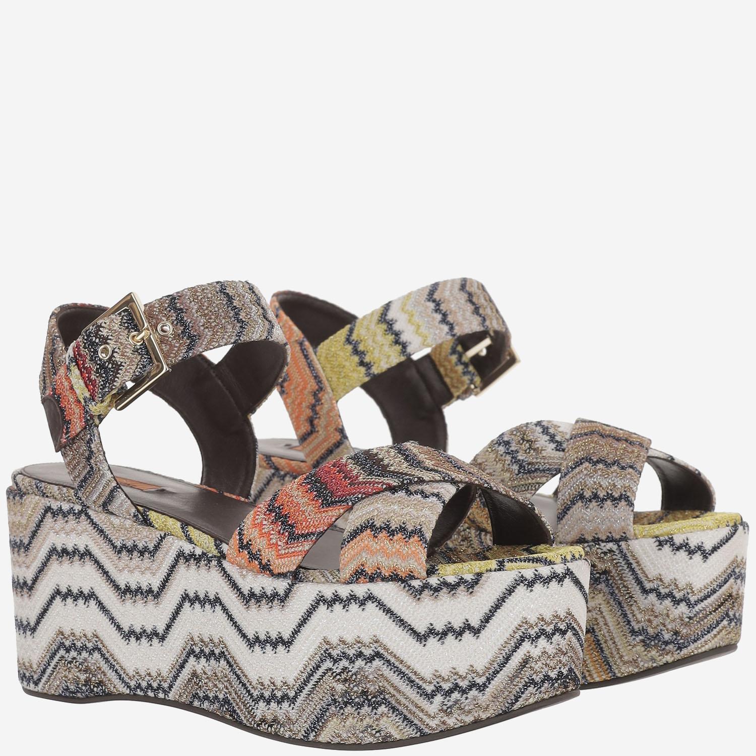 SANDALI PLATFORM IN MISTO VISCOSA MWF033 128 MISSONI 