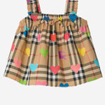 TOP IN COTONE CON MOTIVO CHECK E STAMPA CUORI 8121305 SANDIPPAT BURBERRY KIDS 