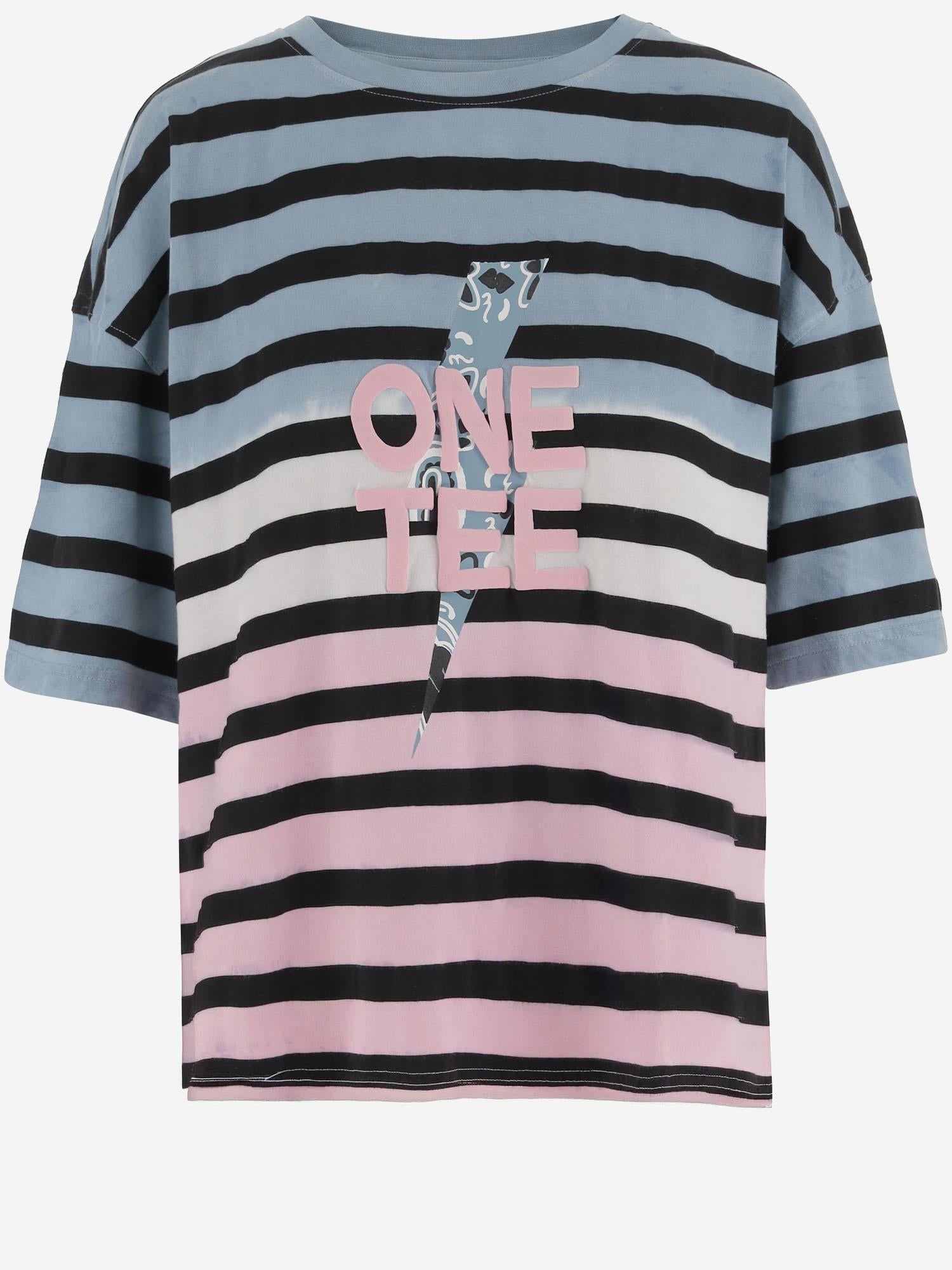T-SHIRT IN COTONE CON STAMPA LOGO AVA STONEBLUEWHITEPINK ONE TEE 