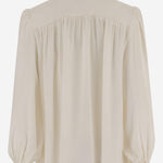 BLUSA OVERSIZE CON VOLANT IN JACQUARD DI SETA CH25WHT40323 107 CHLOE 