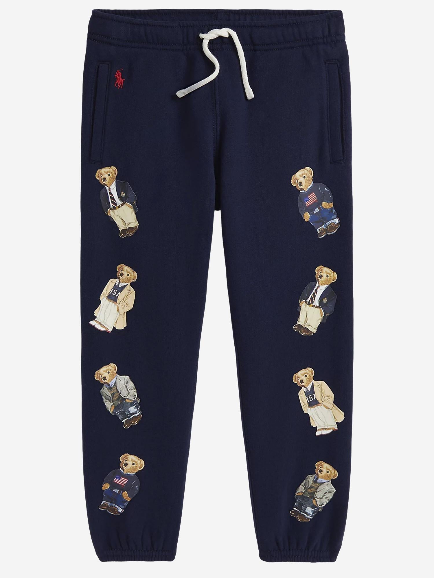 PANTALONI IN MISTO COTONE CON STAMPA POLO BEAR 312979044 001 POLO RALPH LAUREN KIDS 