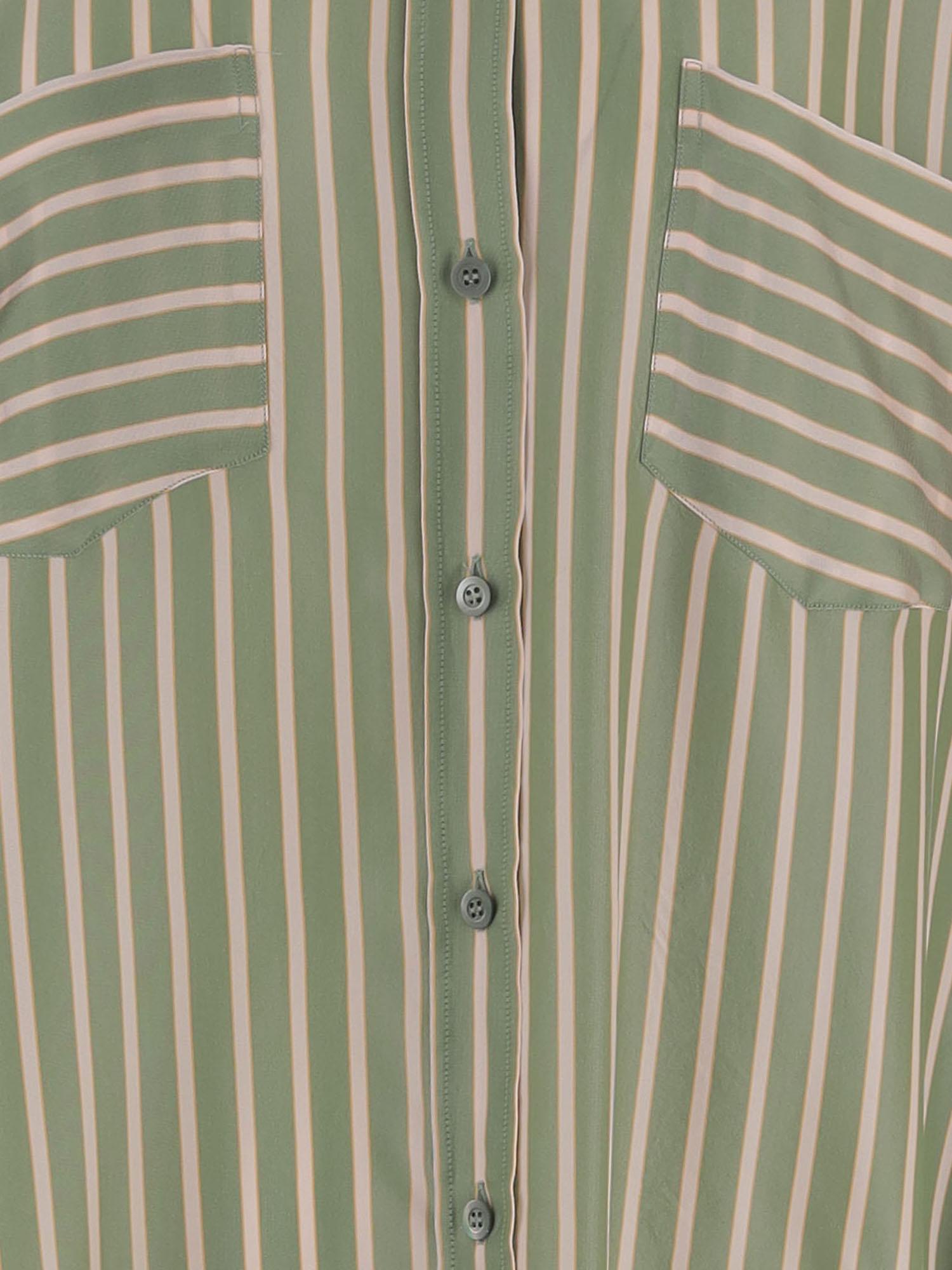 CAMICIA IN CUPRO A RIGHE CON TASCHE APPLICATE 010712 3274604 DRIES VAN NOTEN 