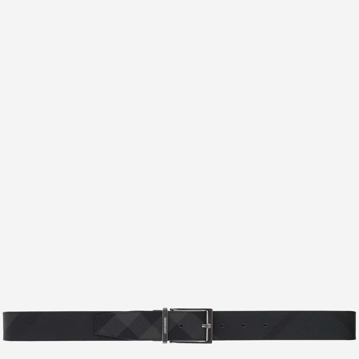 CINTURA REVERSIBILE IN PELLE CON MOTIVO CHECK 8064959 CHARCOALSILVER BURBERRY 