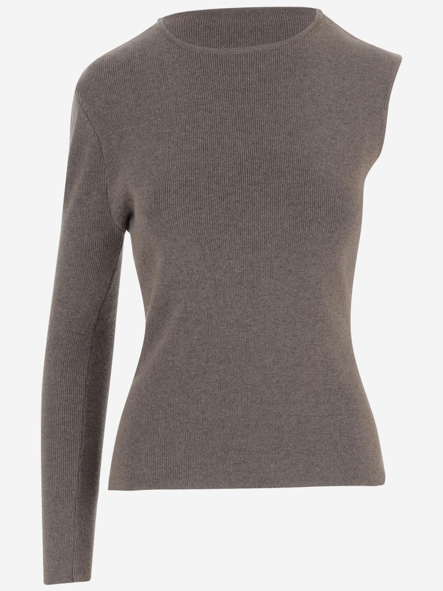 MAGLIONE ASIMMETRICO IN LANA CON COLLO ALTO E DRAPPEGGIO LATERALE 321925 BEIGE MAGDA BUTRYM 
