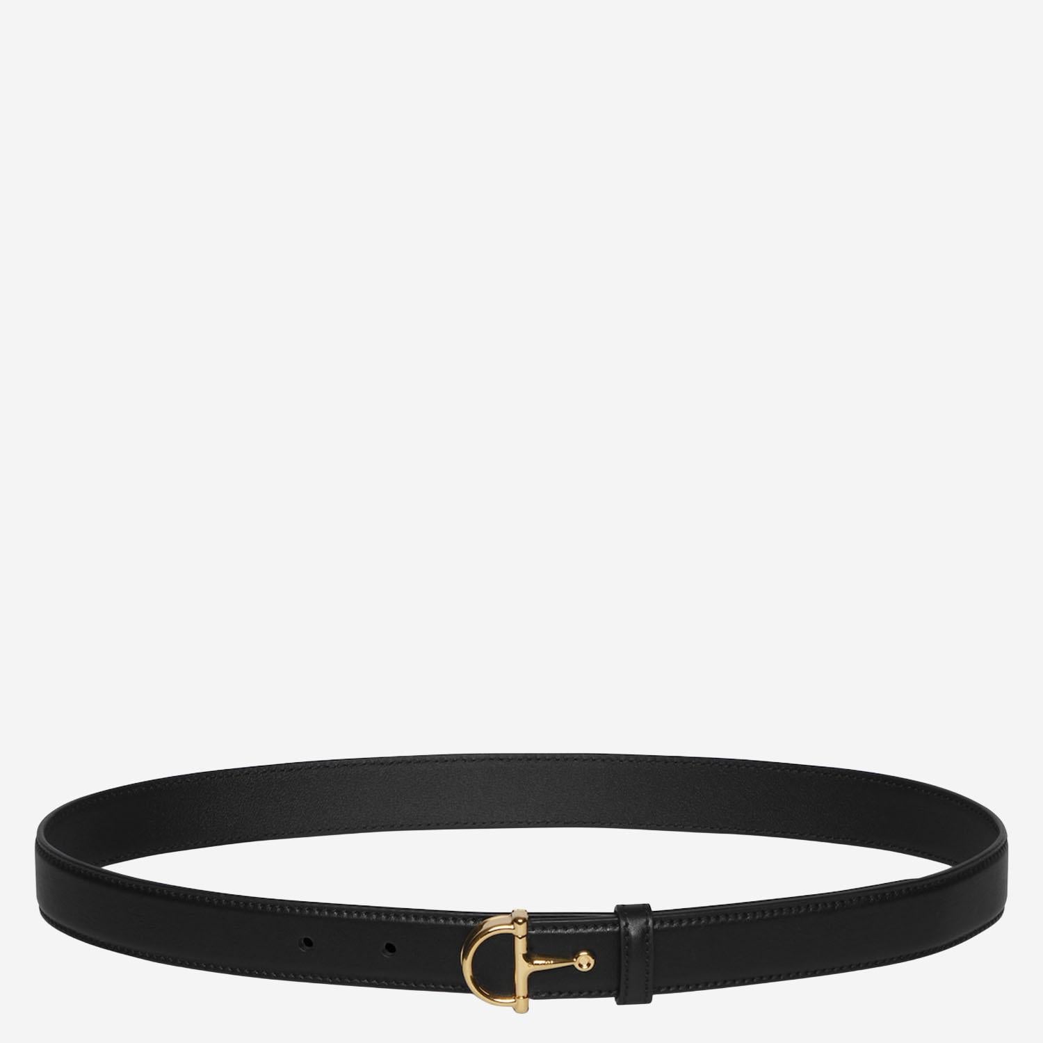 Cintura sottile in pelle con fibbia a mezzo morsetto 836993 AAEC21000 GUCCI 