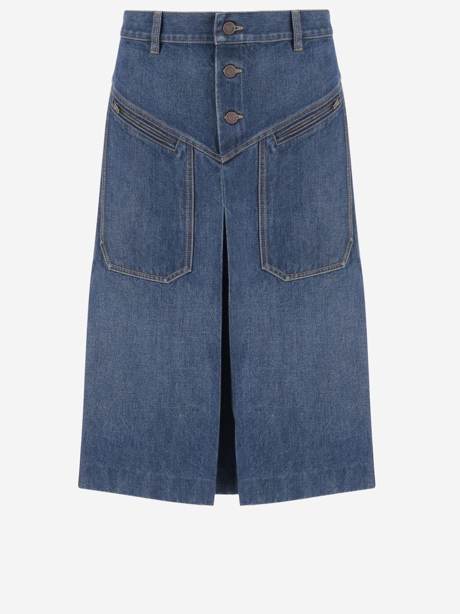GONNA AL GINOCCHIO IN DENIM DI COTONE CH25ADJ01251 427 CHLOE 
